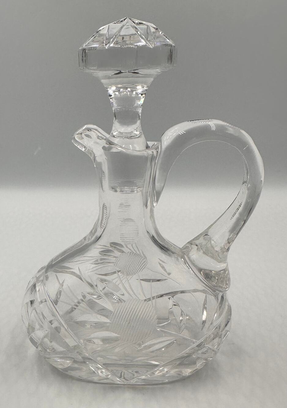American Brilliant Cut Crystal Oil or Vinegar Cruet Bottle with Stopper